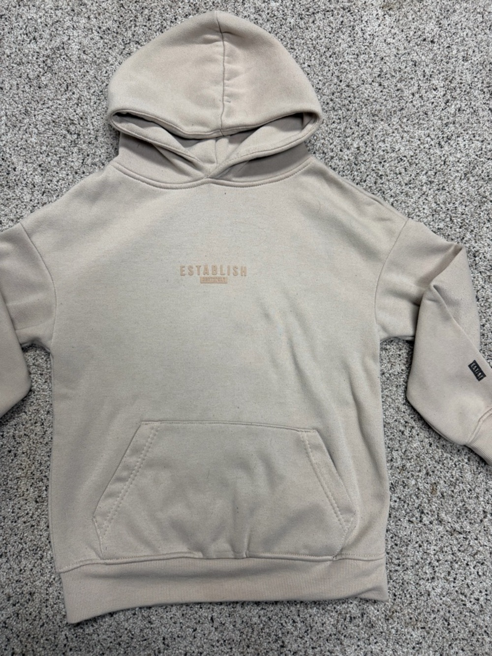 South Pole Light Beige Pullover Hoodie with Logo Tag